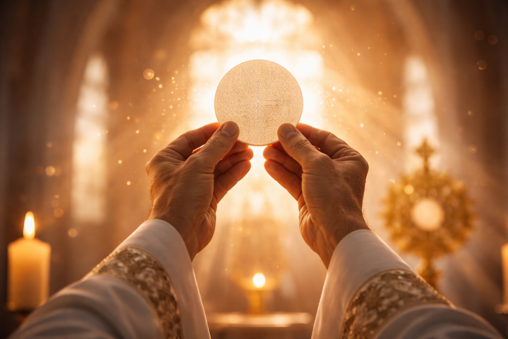 Imagem gerada por IA ilustrando o conteúdo sobre o corpus christi.